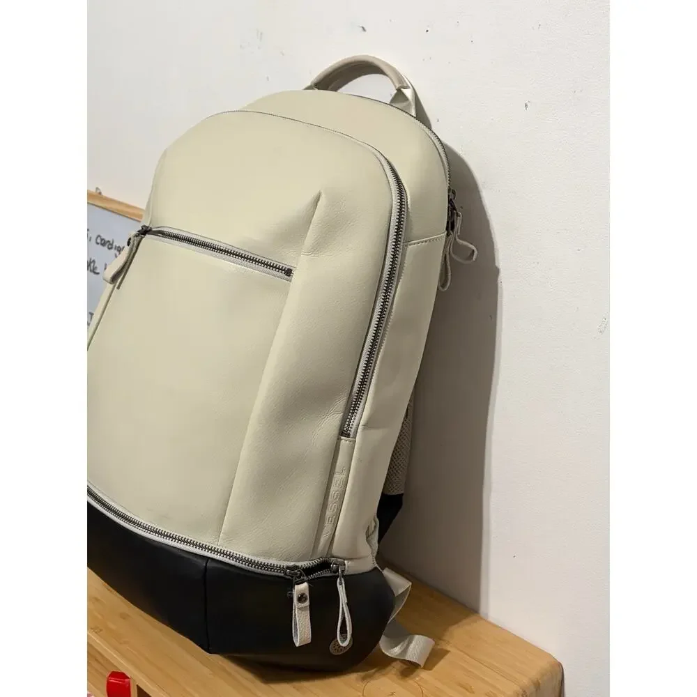 VESSEL Signature Backpack Latte Cream Black Luxury Travel Laptop Work Bag 22L